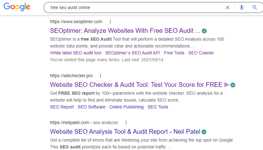 audit SEO gratuito online serp